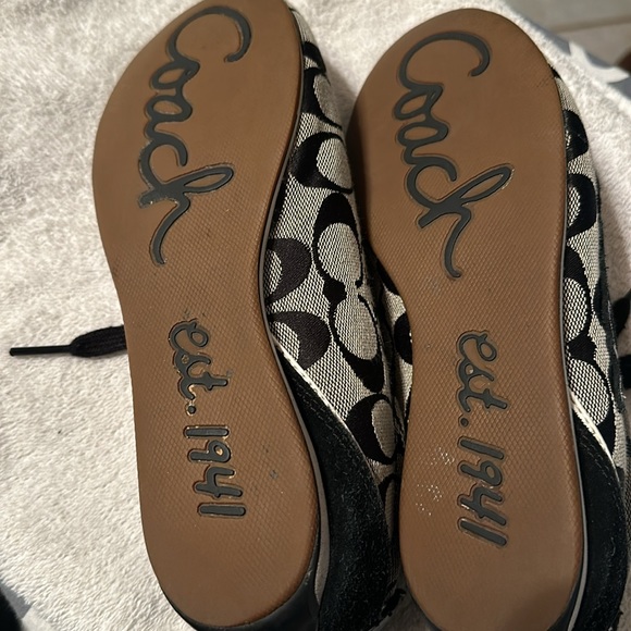 COACH “DEVIN” canvas & suede sneakers. Size 6.5. Grey w/black suede. VGUC. Clean - Picture 8 of 8